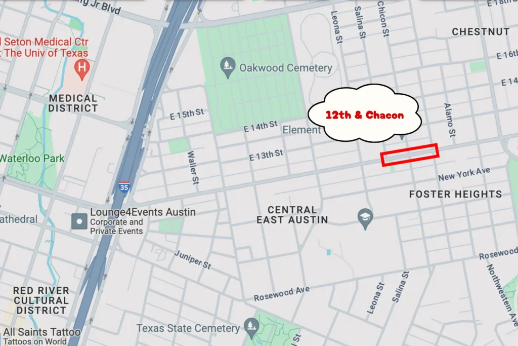 Austin Nightlife - 12th and Chicon St Map