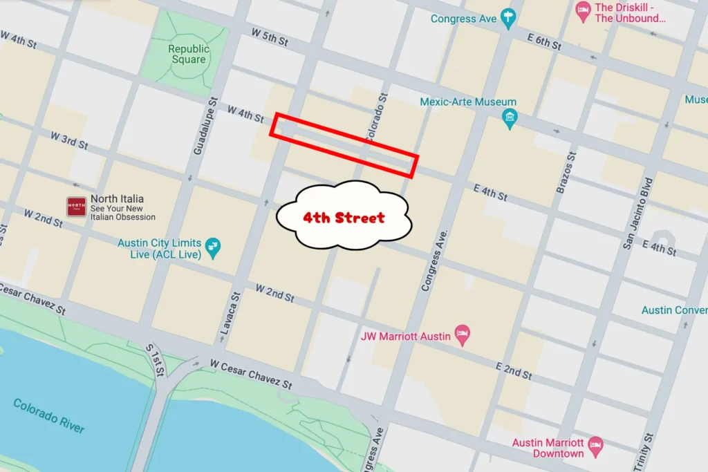 Austin Nightlife - 4th Street Map